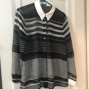 Vince Camuto sheer striped shirt